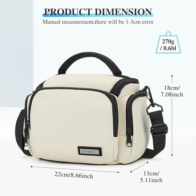 G-raphy Camera Bag Case Compact Lightweight Shoulder Crossbody Sling Photography Bags for Nikon Canon Sony DSLR SLR Mirrorless with Removal Straps (Beige) - Image 2
