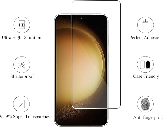 Ailun Screen Protector + Camera Lens Protector for Galaxy S23+ / S23 Plus | 3+3 Pack, 6.6 Inch, Tempered Glass, Fingerprint Unlock, 0.25mm, Ultra Clear, Anti-Scratch, Case Friendly - Image 2