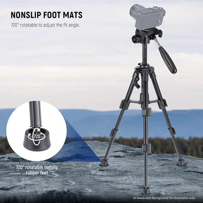 NEEWER Basic Mini Desk Tripod for Camera with 3 Way Pan Tilt Head & Handle, Small Portable Metal Tabletop Selfie Stick Stand with 1/4" Screw for DSLR Vlog Video Recording, Max Load 13.2lb, TP02 - Image 3