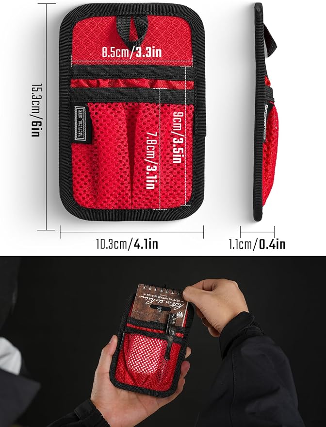 TACTICAL_GEEK TCM4 Mini EDC Organizer Board, Backpack Accessories with Smooth Hook Back Panel, Utility Admin Bag Insert Panel Modular Organizer with Open Pocket & Mesh Pocket (Red) - Image 3