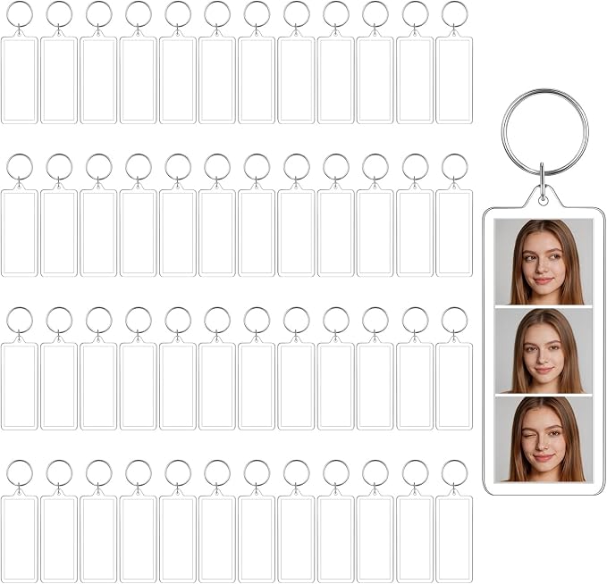 Acrylic Photo Keychain Bulk Set - Double Sided Picture Frame Keychain Holder by CHICERA