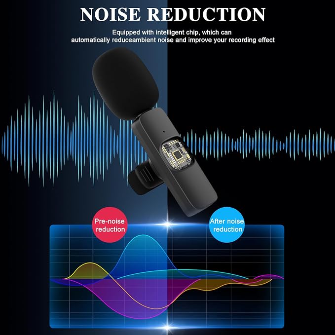 Wireless Microphone for iPhone 15 16，iPad, Android, Lavalier Microphone for Video Recording, Noise Reduction, Clip on Mini Mic for Tiktok, YouTube, Vlog, Podcast, ASMR - Image 6