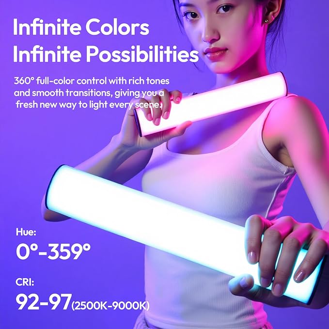 ULANZI B15RGB Magnetic RGB Light Wand - Handheld LED Video Light Stick with Diffuser, 3300mAh 1800-9000K 20 Effect Dimmable Camera Tube Light for Video Recording Studio Photography TikTok YouTube Vlog - Image 8