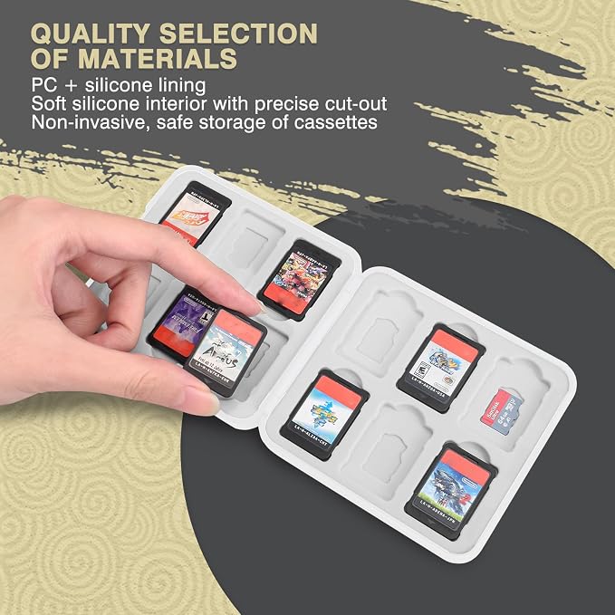 DLseego Game Card Case for Switch Lite/Switch/Switch OLED, Gold Kingdom Medallion Design Switch Game Cartridge Memory Card Portable Storage with 12 Game Card Slots and 12 Micro SD Card Slots-White - Image 4