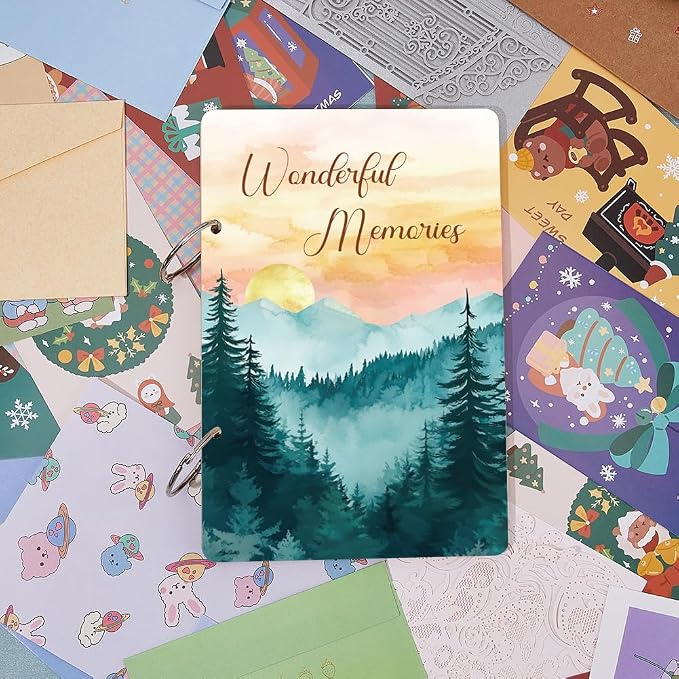 SUPERDANT Wonderful Memories Greeting Card Holder Organizer Wooden Card Keeper Binder Planning Book Sunset Mountain Birthday Cards Keeper Photo Album Graduation Wedding Planner Journal Keepsake Gift - Image 5