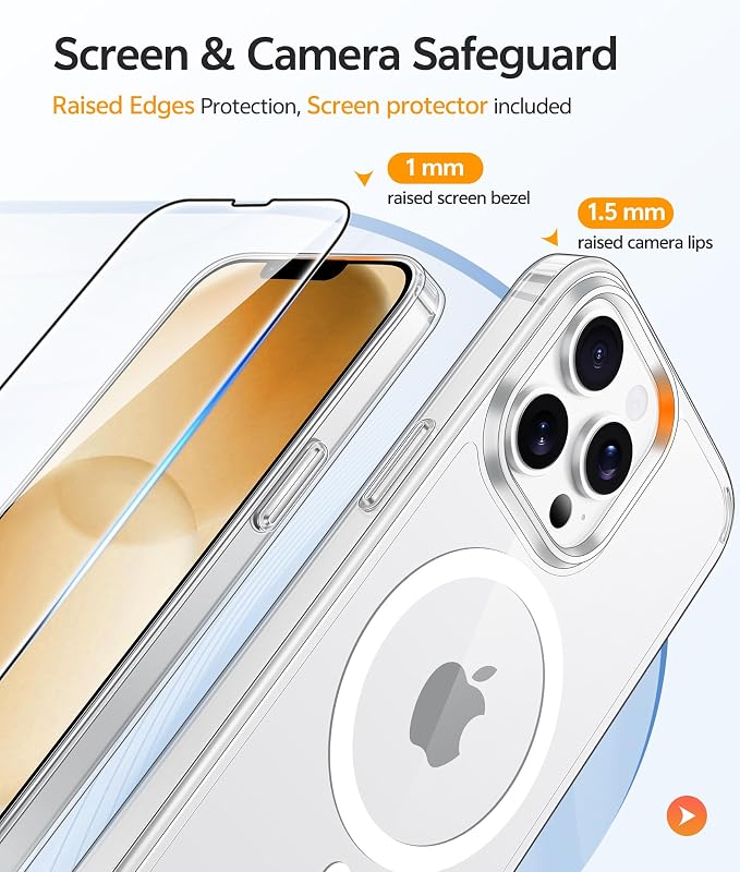 FNTCASE for iPhone 13 Pro Case, Fit for Magsafe, Screen Protector Clear | Anti Yellowing Magnetic Back, 14FT Military Grade Drop Protection, Shockproof Protective Phone Cover, Transparent - Image 4