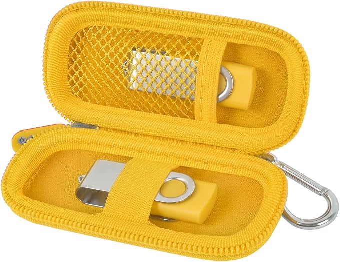USB Flash Drive Case, SD Card/Thumb Drive/Memory Cards Holder, Bag Only | SDXC/SDHC Storage, Electronic Accessories Organizer for SanDisk / for Samsung, for Students/IT/Office/School/Travel, Yellow by ALKOO