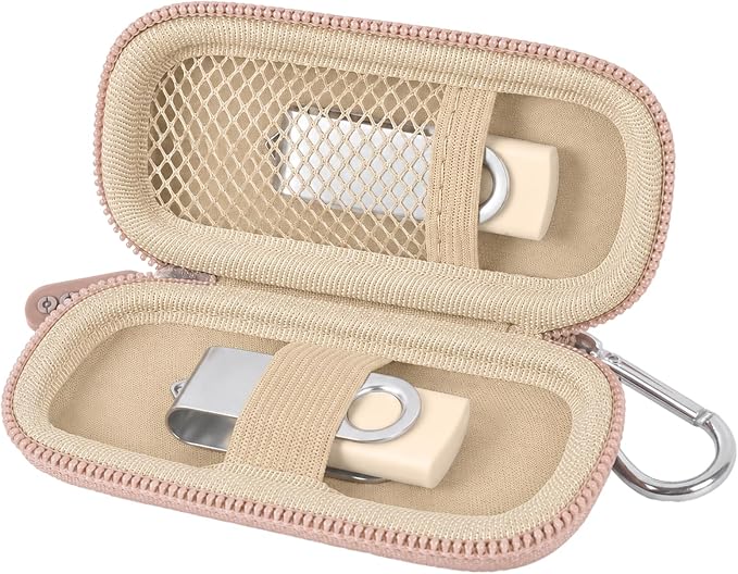 USB Flash Drive Case, SD Card/Thumb Drive/Memory Cards Holder, Bag Only | SDXC/SDHC Storage, Electronic Accessories Organizer for SanDisk / for Samsung, for Students/IT/Office/School/Travel, RoseGold by ALKOO