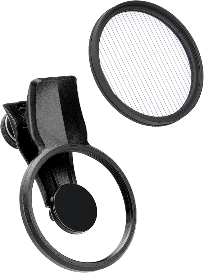 EXAPRO Smartphone Lens Filter Clip + Anamorflare Blue Filter Set, Ray-Like Flare Effect, forφ49mm Lens Filter, Rotating Frame Type, Compatible with iPhone/Android, EXP-FCAF-03BL by Kenko
