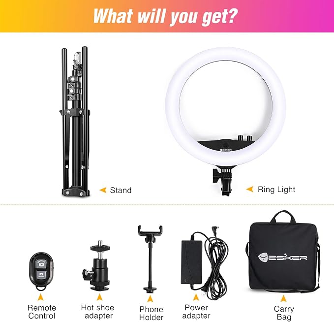 Ring Light with Tripod Stand, Yesker 14 Inch LED Ringlight Kit with Phone Holder Adjustable Color Temperature Circle Lighting, Led Photo Beauty Ring Lights for Camera for Vlog, Makeup, Video Shooting - Image 9