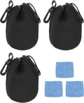 PATIKIL 3 Pcs Camera Lens Pouch, 4" ID x 6" H Drawstring Lens Pouch Protective Camera Lens Case Bag Soft Plush Neoprene Bag for DSLR Photography Gear, Black by PATIKIL