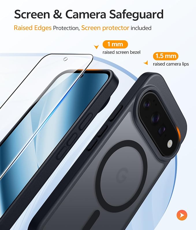 FNTCASE for Google Pixel 11 Pro XL Case, Fit for Magsafe, Screen Protector | Translucent Matte Magnetic Back, 14FT Military Grade Drop Protection, Shockproof Protective Phone Cover, Black - Image 4