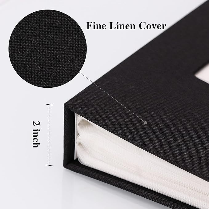 Vienrose 4x6 Photo Album,300 Pockets,Linen Cover with Window,Black | Linen Hardcover, Slip In Photo Book, Family Memory Album, Travel Keepsake - Image 4