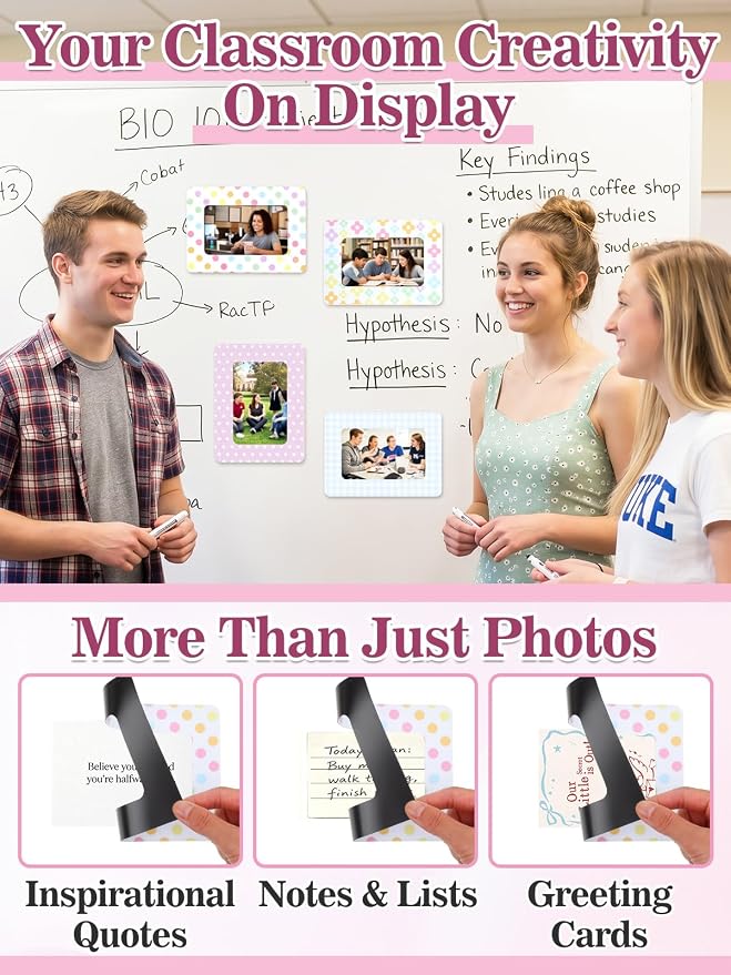 12Pcs Magnetic Picture Frames for 4"x6" Photo, Locker Accessories for Girls | 6 Colors, Cute Back to School Gifts, Classroom Decorations Supplies, Refrigerator Decor, Pastel - Image 4