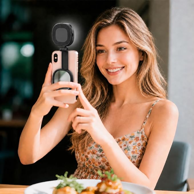 Magnetic Selfie Light Compatible with MagSafe, Foldable LED Phone Light with Mirror, 72 LEDs Stepless Brightness & Color Temperature, 360° Rotating Fill Light for Selfies, Makeup, TikTok, Zoom - Image 7