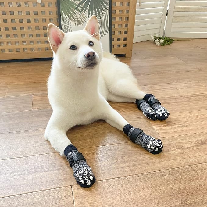 EXPAWLORER Anti Slip Dog Socks to Prevent Licking Paws, Dog Shoes for Hot Pavement, Dog Booties for Small Medium Large Senior Dogs, Traction Control Boots & Paw Protectors for Hardwood Floors - Image 6