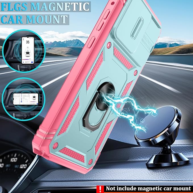Gritup for Motorola Moto G Stylus 5G 2026 Case: G Stylus 5G 2025 Case with Screen Protector*2 [Magnetic Stand] [Slide Camera Cover] Shock Proof Military-Grade para G Stylus-5G-2025 Green+Pink - Image 6