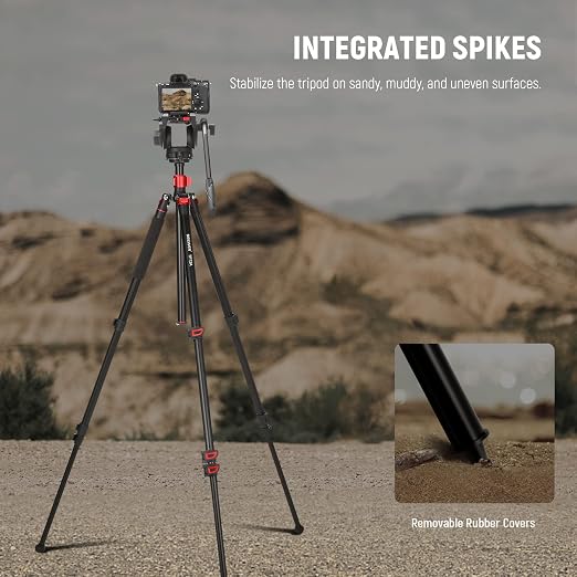 NEEWER 72" Fluid Head Video Tripod Monopod, Aluminum Alloy QR Plate Compatible with DJI RS Gimbal, 360° Pan & +90°/-70° Tilt for DSLR Camera Camcorder, Max Load 13.2lb/6kg, TP72A - Image 7