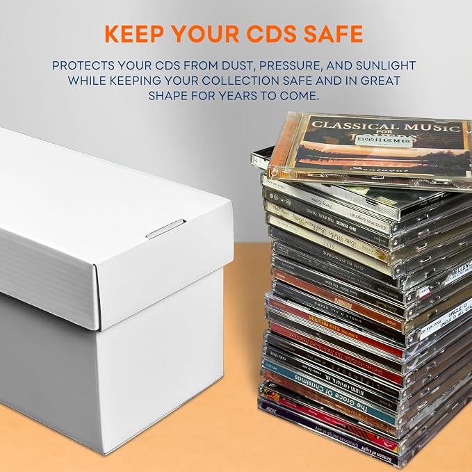 CD Storage Box, CD Case Holder, Cardboard Disc CD Organizer Box with Lids, 2 Packs - Image 6