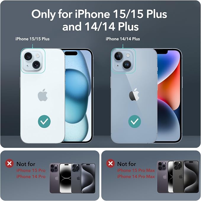 ESR 2 Pack Camera Lens Protector for iPhone 15/15 Plus/14/14 Plus, Ultra-tough HD Individual Lens Protectors, Scratch Resistant, Ultra-thin Tempered Glass, Armorite Series, Rhinestone Blue | Individual Camera Cover, 9H Tempered Glass, Original Camera C... - Image 2