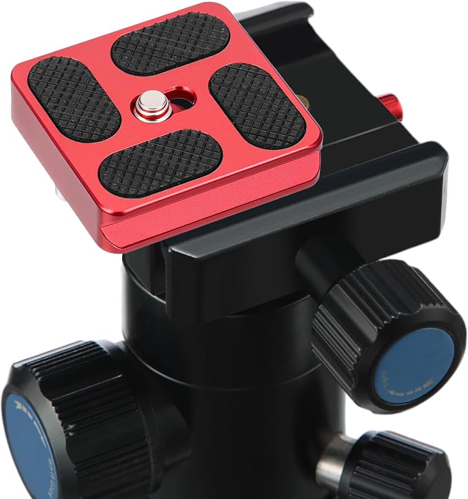 Frienda Quick Release Plate Tripod 1/4-20 DSLR,Pu40,Red | Tripod Mount Plate, Camera Tripod Mount for DSLR Camera Tripod Ball Head , Metal, 1.9 x 1.5 x 0.4 Inch - Image 4