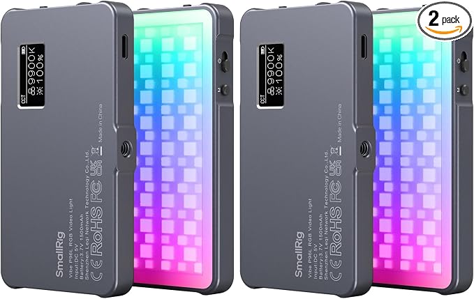P96L RGB Video Light by SmallRig, Portable Metal LED Camera Light, 2500-8000K, 21 Effects, CRI 96+, OLED Display, Photo and Video Lighting, Long Battery Life, Fits Phone and Camera (Pack of 2) by findvloggingaccessorieshere