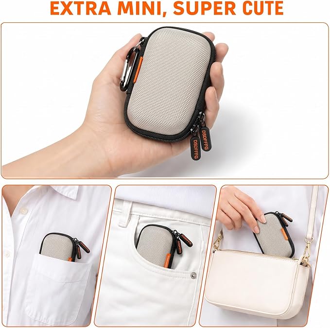 Silver Mini Hard Earbud Case, Small Portable Rectangle Carrying Case Pouch | Small Hard Case for Apple Airpods, Earpods, Samsung Galaxy Buds, Earbuds, Earplugs, In Ear Monitor, USB Cable, Flash Drive - Image 2