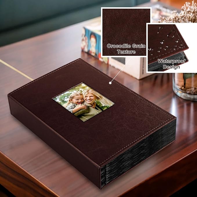 Ywlake Photo Album 4x6 300 Pockets, Leather Photo Albums Holds 300 Horizontal Only Pictures Brown - Image 2