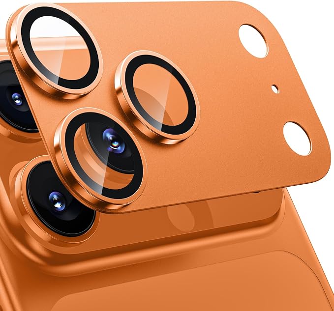 WSKEN for iPhone 17 Pro Max Camera Lens Protector - Military Grade Design | Strong Adhesion, Daily Shatterproof, Metal Aluminum Alloy Tempered Glass Camera Screen Protector, Cosmic Orange by SmartProtectionGreenerFuture