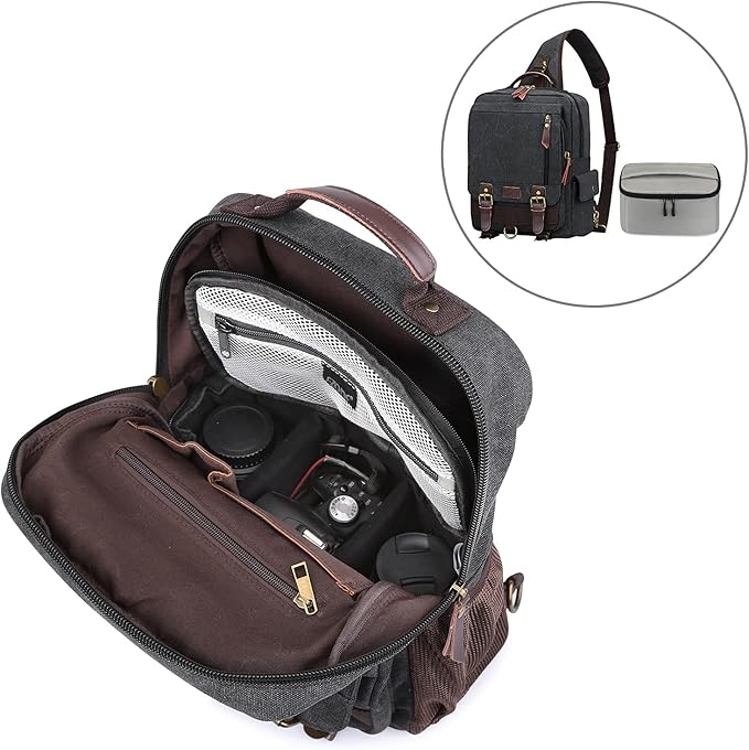 S-ZONE Padded Folding Camera Bag for DSLR SLR Camera TLR Sony Canon Nikon or Flash | Raindrop Proof, Fits in a Backpack, Suitable for Sony Canon Nikon or Flash - Image 4