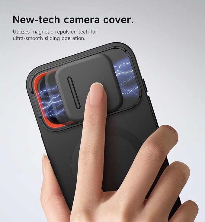 SURITCH for iPhone 16 Pro Max Case with Magnetic Camera Slide Cover and Adjustable Kickstand, Compatible with MagSafe, Shockproof Bumper Case Slim Protective Cover 6.9 Inch, Black - Image 4