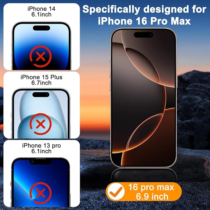 SIBEITU 3+3 Pack Screen Protector for iPhone 16 Pro Max 6.9" Tempered Glass | 3 Pack Screen + 3 Pack Camera Lens Protector, 6.9 Inch HD Clear 9H Hardness, Scratch Resistant, Case Friendly - Image 2