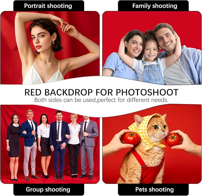 Red Photography Backdrop for Photoshoot, 10x10 Ft Polyester Photo Backdrop Curtains, Red Backdrops Screen for Photo Studio, Video, Content Creators, Birthday Parties Background - Image 6