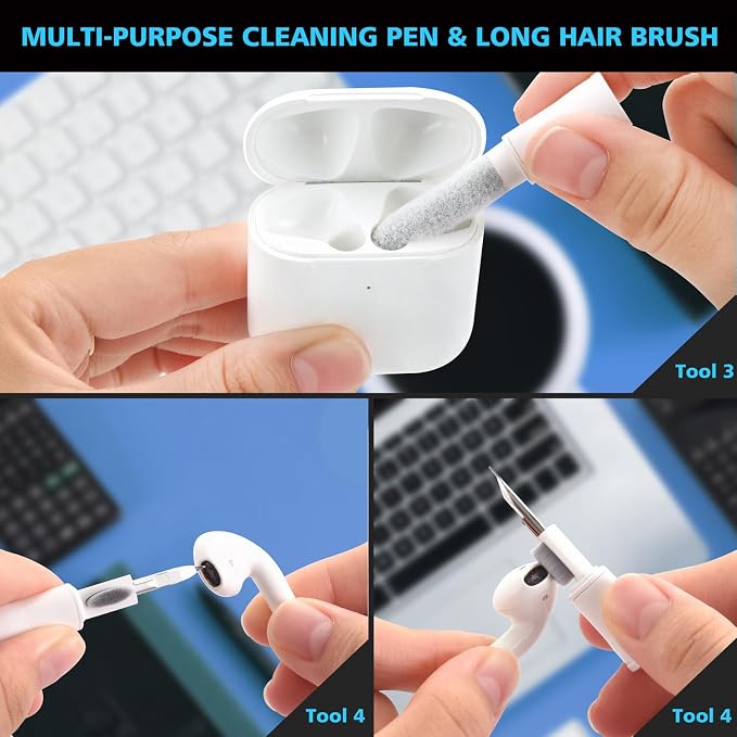 ECASP Cleaner Kit for AirPod,Multi-Tool iPhone Cleaning Kit,Cell Phone Cleaning Repair & Recovery for iPhone & iPad(Type C)Charging Port,Lightning Cables&Connectors,Easy to Store & Carry Design,White - Image 4