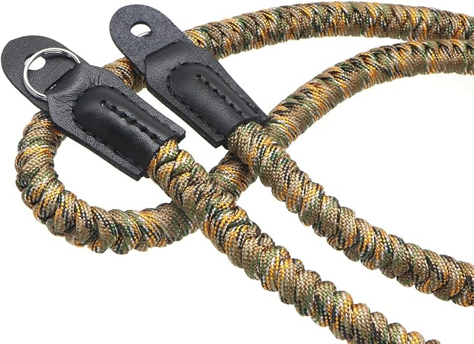 Paracord Woven Camera Neck Shoulder Strap Belt Hand Compatible with Canon Nikon Sony Olympus Pentax Fujifilm Panasonic SLR DSLR Digital Mirrorless Cameras 42 inch Camouflage - Image 2