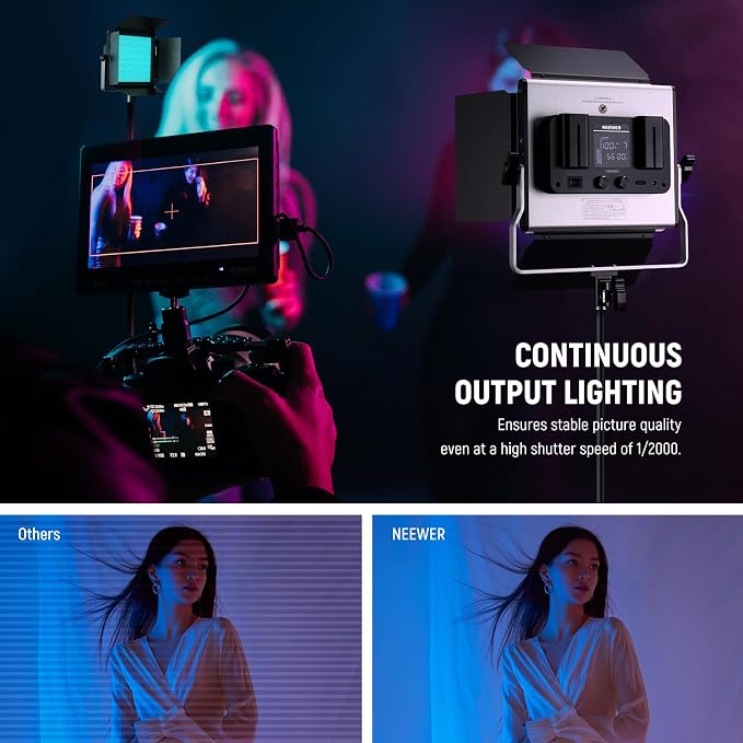 NEEWER Upgraded RGB LED Studio Video Light with Tripod Stand, App Control 50W 7000Lx CRI97+ 3200-5600K Dimmable Panel Key Lighting Kit for Game Streaming YouTube Recording Photography, RGB660 PRO II | App Control, 50W 7000Lx CRI97+ 3200-5600K Dimmable,... - Image 5