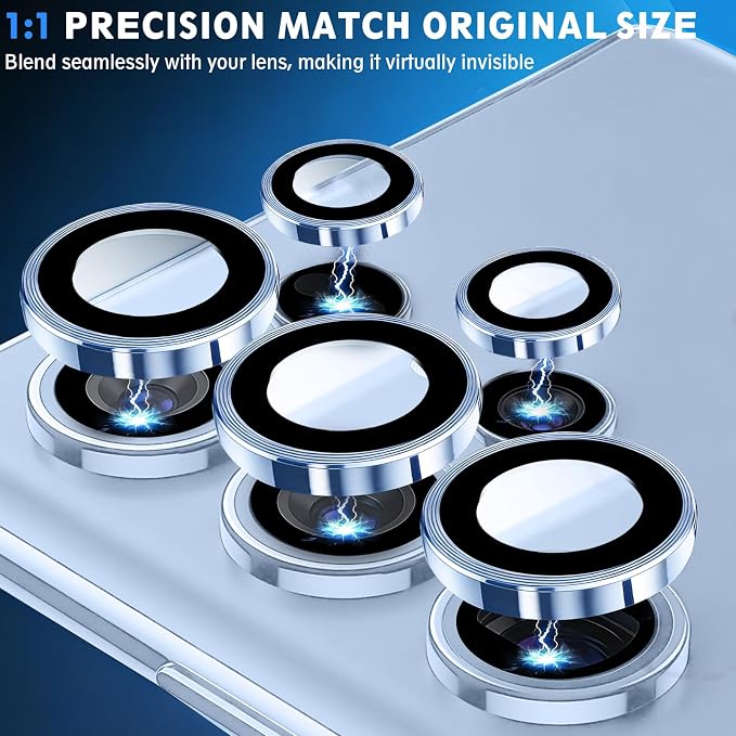 SiHPuoy 2Set Camera Lens Protector for Samsung Galaxy S26 Ultra, Blue | 9H+ Tempered Glass, Military Grade Shatterproof, Anti-Scratch,Case Friendly,HD Metal Camera Cover,Does not Affect Night Shots - Image 5