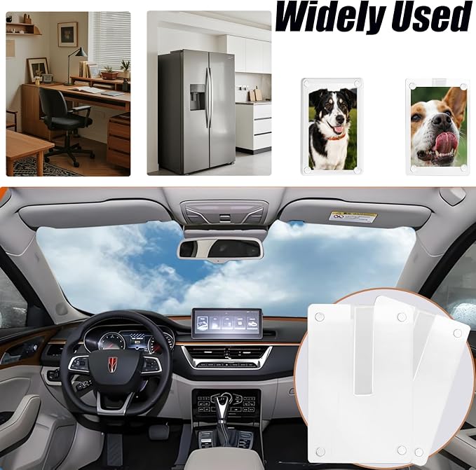 2-Pack Magnetic Car Photo Holders - Dual Clip & Magnet Visor Photo Frame for Car, Strong Hold on Air Vent or Visor to Display Family Pictures, Clear Acrylic Picture Frame Accessories - Image 7