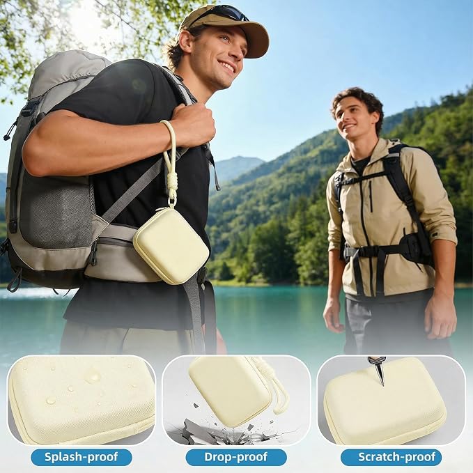 Digital Camera Case for CAMKORY/KODAK PIXPRO FZ45/FZ55/Canon IXUS 285 HS/AbergBest/Sony DSCW800/DSCW830 - Small Travel Compact Camera Holder with Mesh Pocket for SD Card & Accessories (Pale Yellow) - Image 6