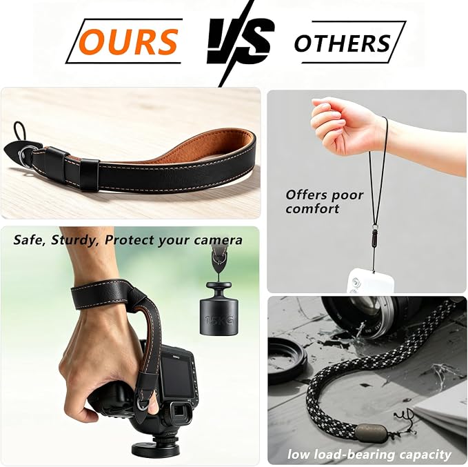 Camera Wrist Stra - Camera Straps for Photographers, Camera Hand Strap | Adjustable Wrist Camera Strap with Safer Connector for DSLR SLR Mirrorless Cameras (Black) - Image 5