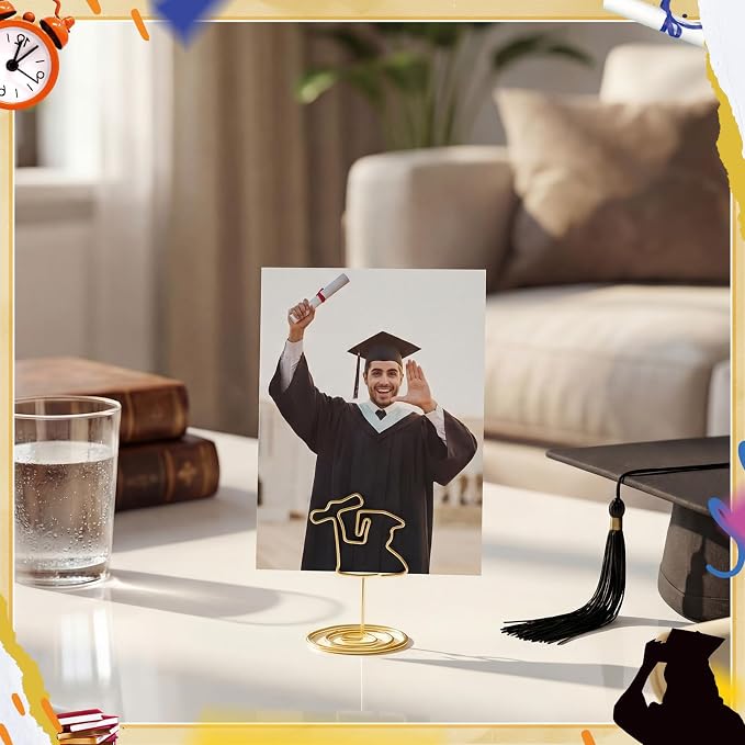 AmazingSpark 36 Pcs 2026 Graduation Gold Photo Holders for Table Centerpieces Metal Photo Holder Gold Picture Display Stands Menu Memo Clips for Graduation Party Table Decoration Supplies(Graduate) - Image 5