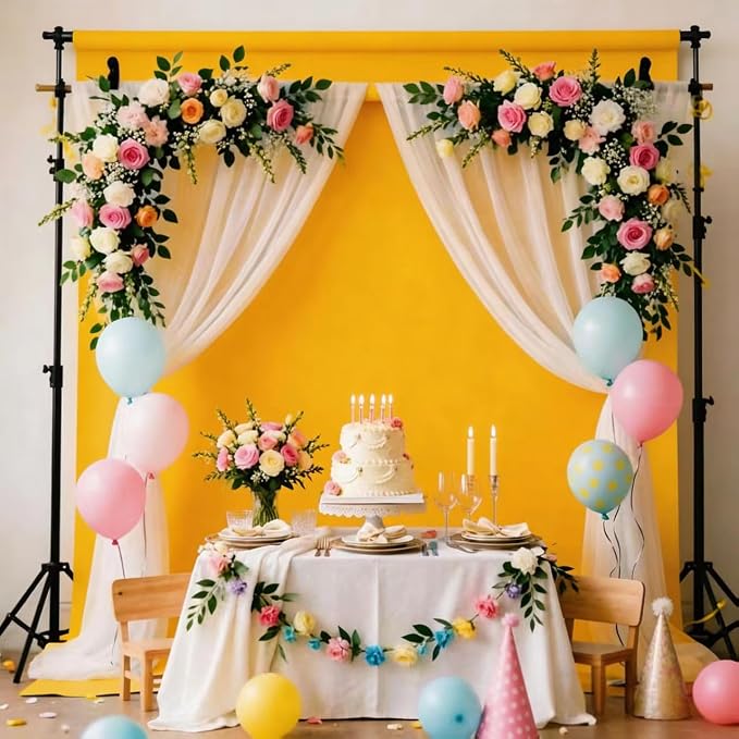 Yellow Photo Backdrop Fabric Professional Photography Background 10x10ft | Seamless Design eliminates Wrinkle Portrait Photography Wedding Dark Theme Decorations - Image 5