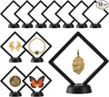 12Pcs 3D Floating Display Case Jewelry Storage Box, 3.5in Black | Clear Film, Plastic Frame, Challenge Coin Holder, For Shark Tooth Fossil Rock Gem Shell Butterfly Specimen by Unknown