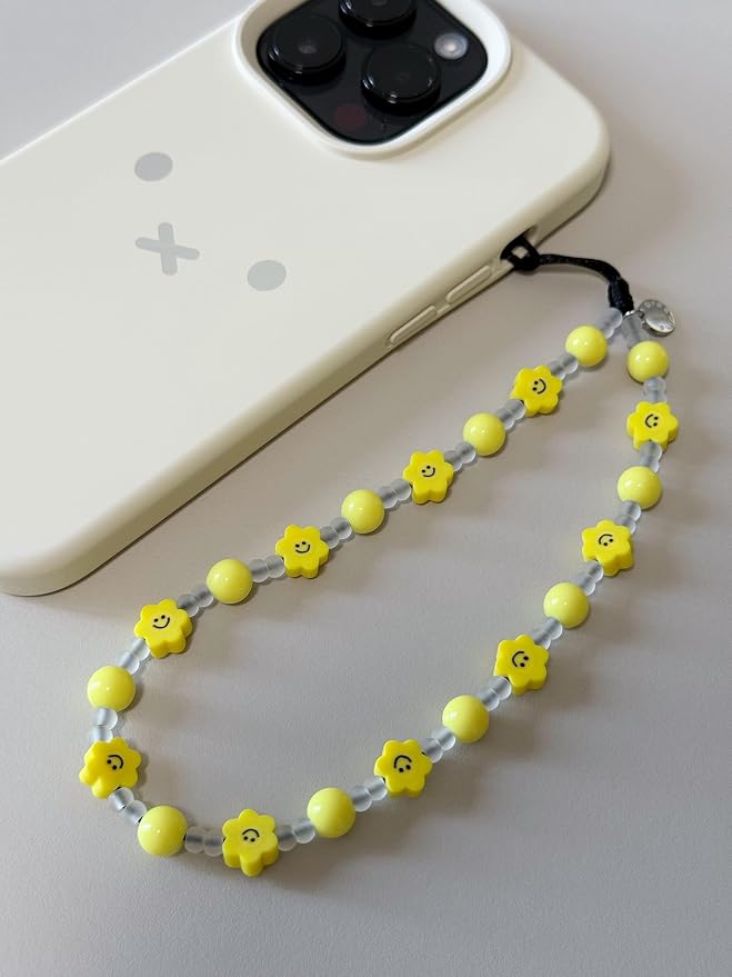 Drawwind Phone Charm Strap Cute Wrist Straps Cell Phone Charm String Y2K Aesthetic Lanyard Wristlet Chain for Case Camera AirPods Bags Keychains (Happy Face) - Image 2