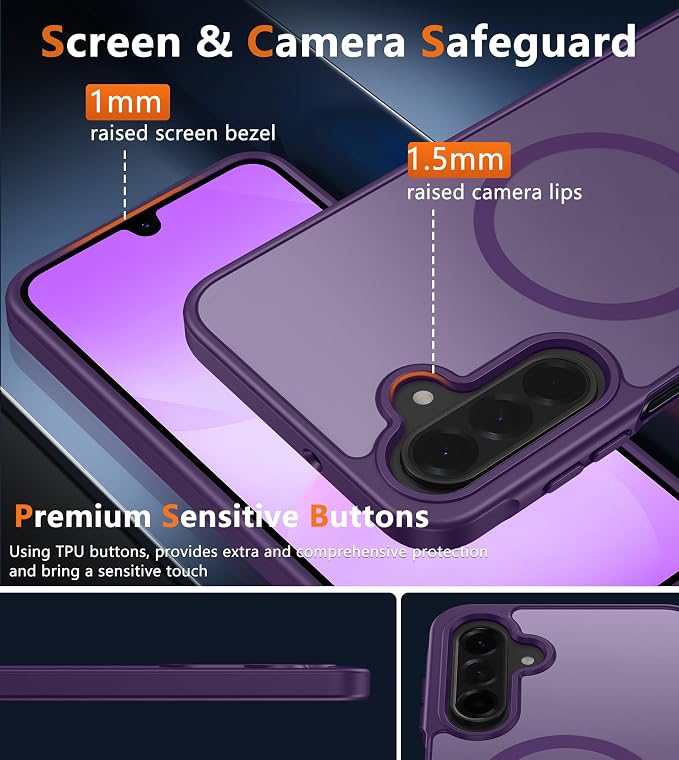 FNTCASE for Galaxy A26 5G Phone Case, Fit for Magsafe, Screen Protector | Translucent Matte, 14FT Military Grade Drop Protection, Slim Shockproof Protective, for Samsung A 26 4G Cover, Purple - Image 7