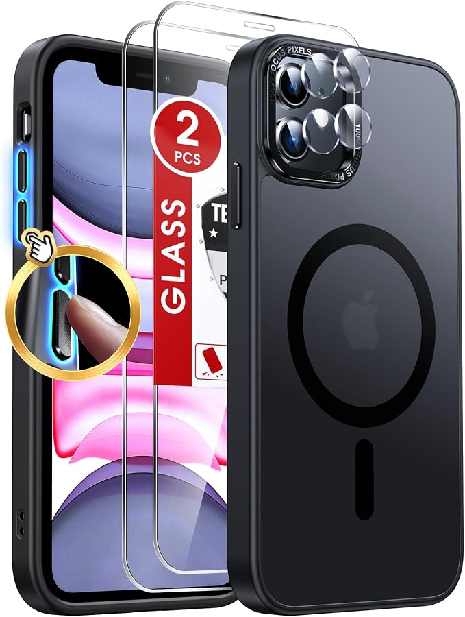 LeYi for iPhone-11 Phone Case with Screen Protector X2 + Camera Cover X2, Compatible with MagSafe Magnetic Funda para i Phone 11case Military Grade Protective Women Men Cases ipone 11, Black - Image 7