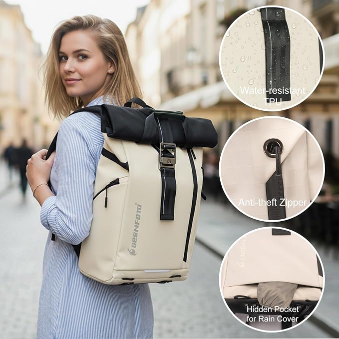 Camera Backpack, Waterproof Travel Camera Bag for Photographer Expandable Roll Top Photography Case for DSLR SLR Mirrorless Camera Fit up to 15.6 inch Laptop with Rain Cover - Image 3