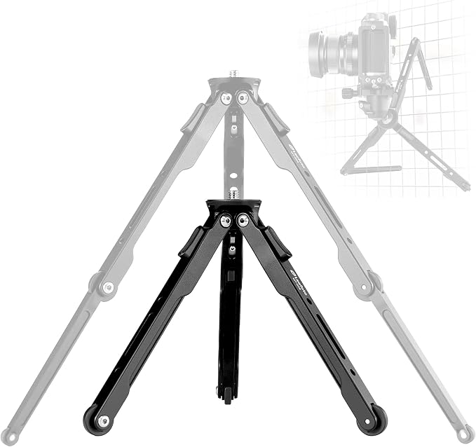 LEOFOTO Aluminum Mini Table Tripod, Weight 162g/0.35lb, Maxload 5kg/11lb, Foldable Stand, Compact Camera Spider Tripod, for Camera/Phone/Live Stream Light/Projector MT-03 Lightweight Version (MT-03S) by TAKINGITFURTHER-LEOFOTO