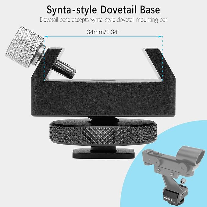 Telescope Mount Adapter Finder Scope Dovetail Base to Camera Hotshoe | Metal Adapter with 1/4" Threaded Hole for Video DSLR Mirrorless Camera Flash Hotshoe Coldshoe Hot Cold Shoe Astrophotography - Image 2
