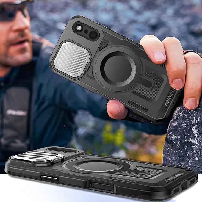 Camera Stand Case for iPhone 17 Pro, [Compatible with MagSafe] [Lens Cover] 2025 Version Military Grade Protective Soft Case for iPhone 17 Pro 6.3 inch Men Women, Black - Image 7
